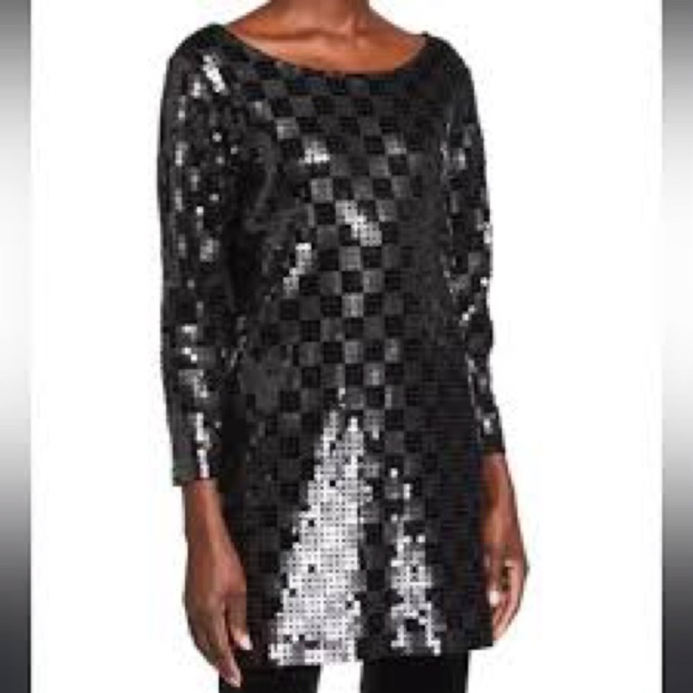 Joan Vass Black Sequin Tunic/Dress Sz-M